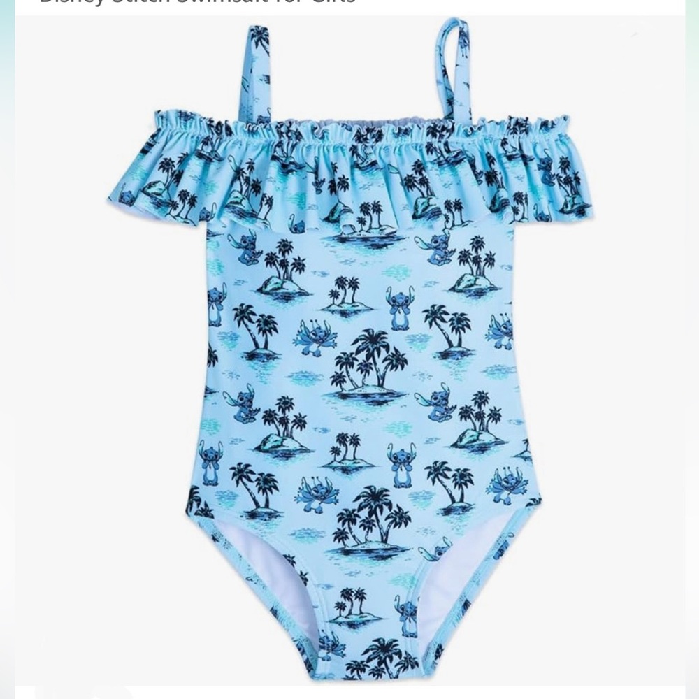 DISNEY Stitch Swimsuit Toddler Girl Sz 2 24 Months Baby Bathing Suit NWT Blue